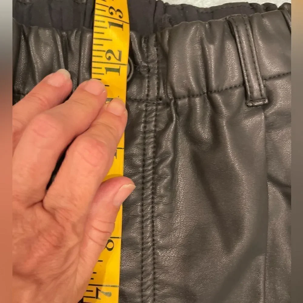 NEW Free People Faux Leather Black Buttons Fly Wide Leg Pants.Size S